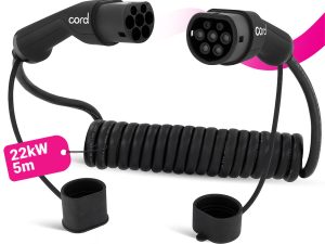 Cord EV Coiled 5m Type 2 Three Phase Charging Cable