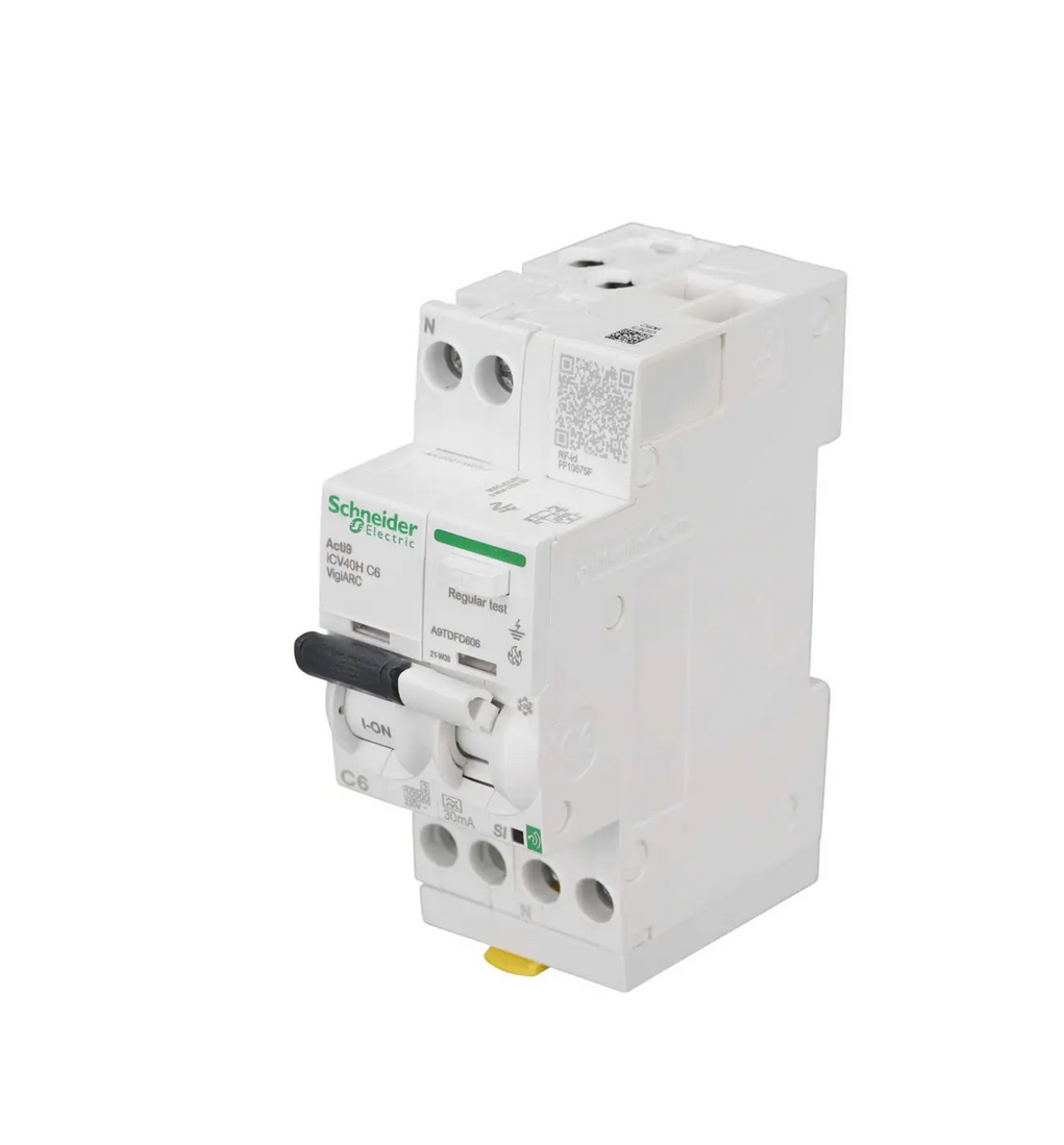 Schneider Electric Acti 9 A9TDFD606 6A 1P+N 2 Module C Curve 10kA 30mA Type A AFDD Combined RCBO