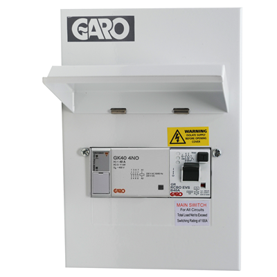 Garo 40A EV Metal Clad Distribution Board with Type A RCBO and PME Fault Detection G6EV40PME