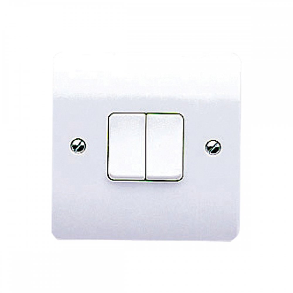 MK Electric Logic Plus K4872WHI 2 Gang 2 Way Single Pole Plateswitch 10A