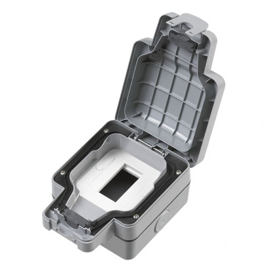 MK Electric Masterseal K56423GRY 1 Gang Euromodule Data Enclosure for 2 Module Euro Outlet