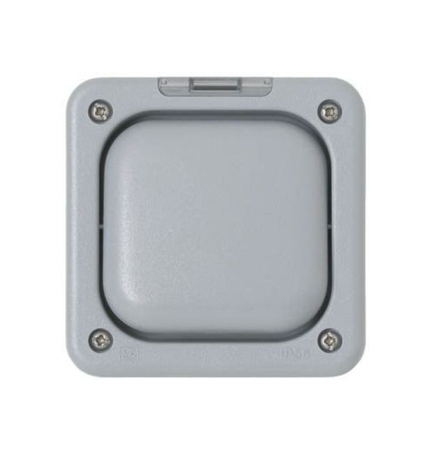 MK Electric Masterseal Plus K56406GRY 10A Wall Switch Rocker Flush, 1 Way, 1 Gang,  IP56