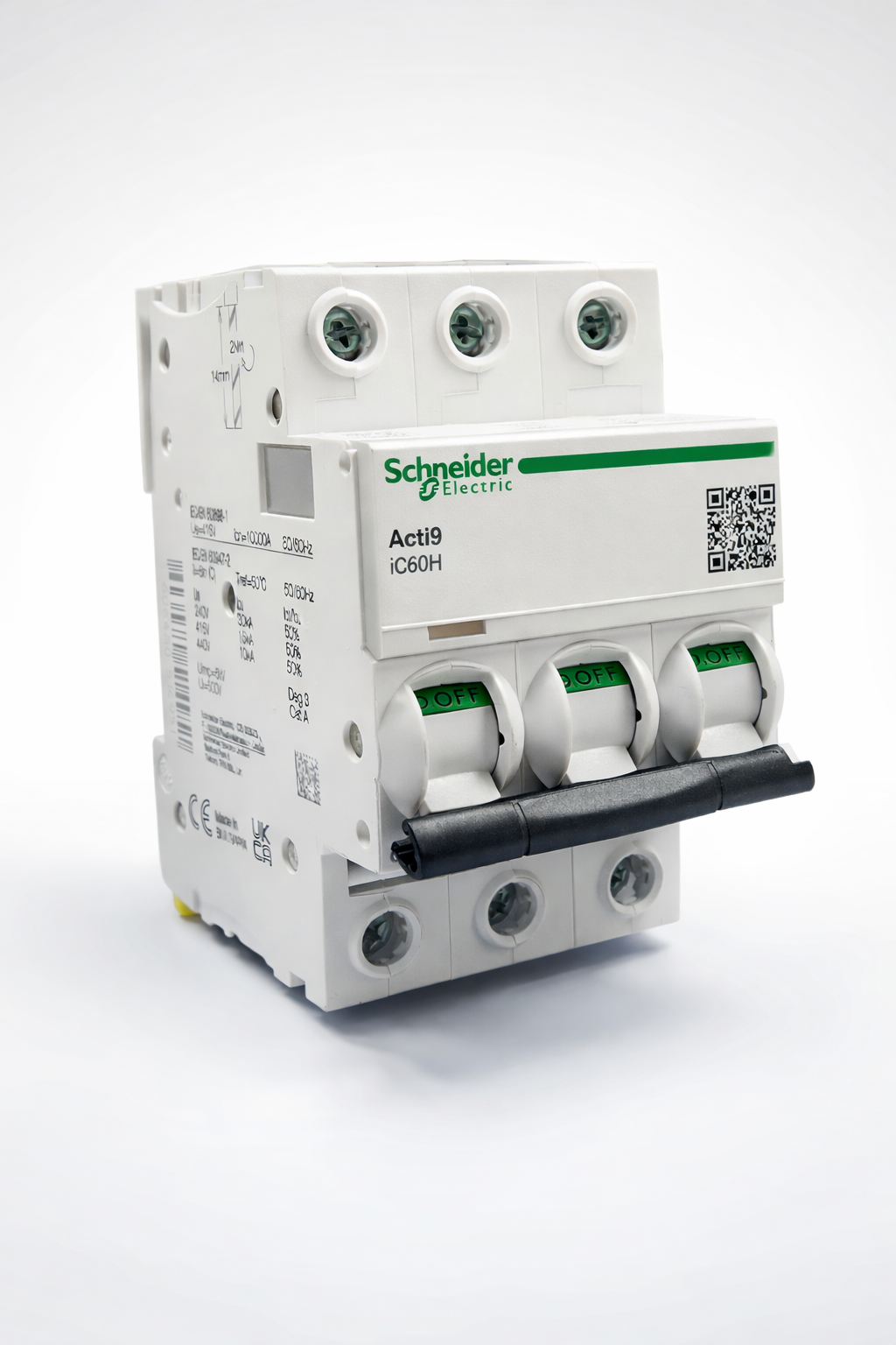 Schneider Electric Acti9 iC60H A9F54306 6A 3P Type C 10kA 415V Miniature Circuit Breaker (C60HC306)